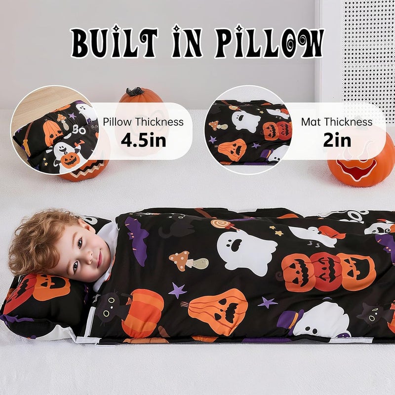 Anibedding Toddler Nap Mat with Pillow, Halloween Style Slumber Bags for Kids Daycare Preschool Travel Camping - Image 4